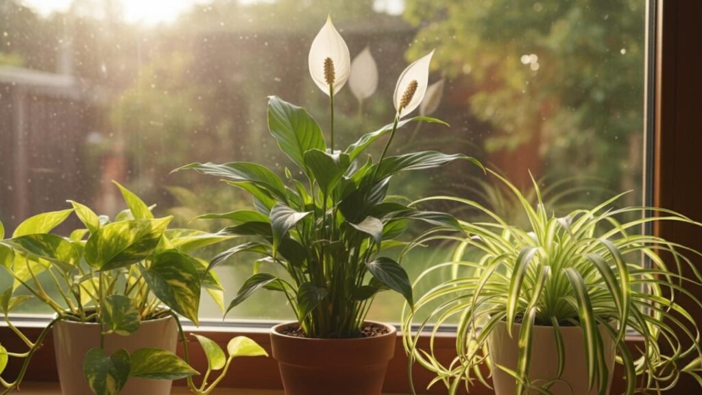 indoor plants air purification on windowsill