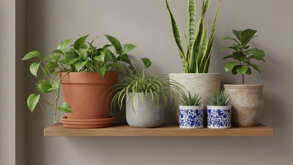 best indoor plant planters on shelf